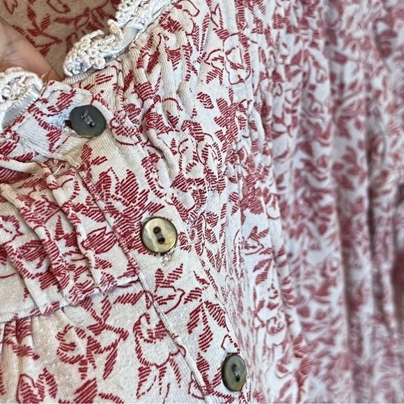 Eileen West Micromodal Floral Long Sleeve Nightgown in White/Red size Medium - Picture 5 of 11